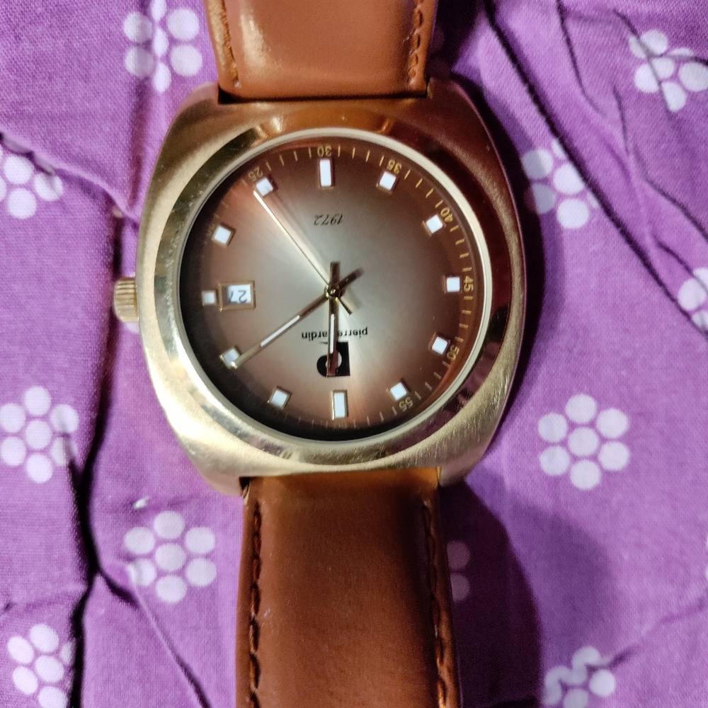 Pierre Cardin Mens Gold & Tan 1972 Watch